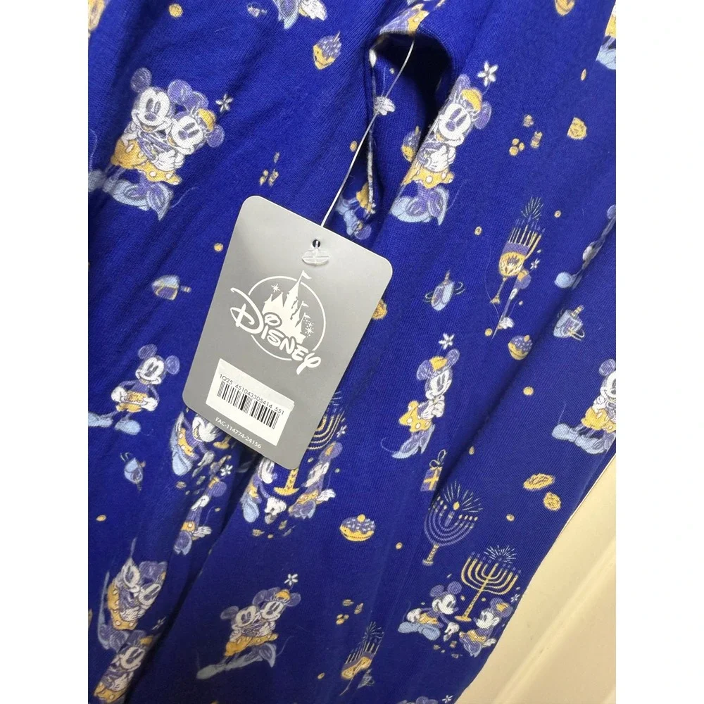 Disney Mickey Minnie Mouse Hanukkah Pajama Set XL Blue Menorah Dreidel Holiday